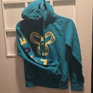 TNA Teal Hoodie with Yellow and White Graphics
